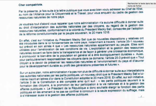 Pétrole et gaz de la République du Sénégal : Le Premier ministre Mahammad Boun Abdallah Dionne répond à Abdoul Mbaye