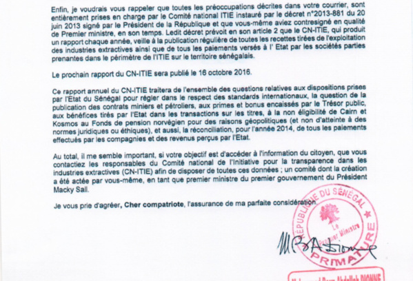 Pétrole et gaz de la République du Sénégal : Le Premier ministre Mahammad Boun Abdallah Dionne répond à Abdoul Mbaye Pétrole et gaz de la République du Sénégal : Le Premier ministre Mahammad Boun Abdallah Dionne répond à Abdoul Mbaye