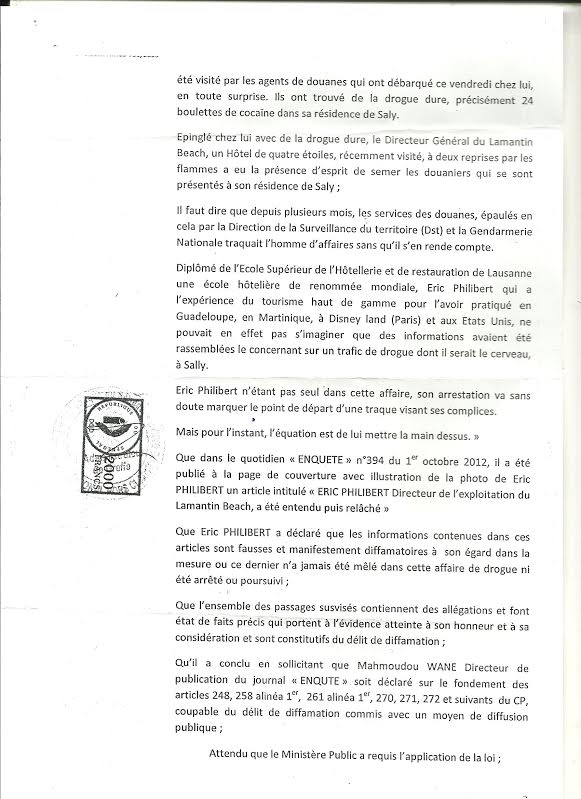 Justice : En premier ressort, Éric Philibert gagne son procès en diffamation contre le journal « Enquête », des sites internet recevront des sommations interpellatives, lundi Justice : En premier ressort, Éric Philibert gagne son procès en diffamation contre le journal « Enquête », des sites internet recevront des sommations interpellatives, lundi