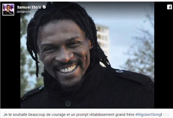 Le message touchant de Samuel Eto'o qui soutient Rigobert Song victime d'un AVC Le message touchant de Samuel Eto'o qui soutient Rigobert Song victime d'un AVC