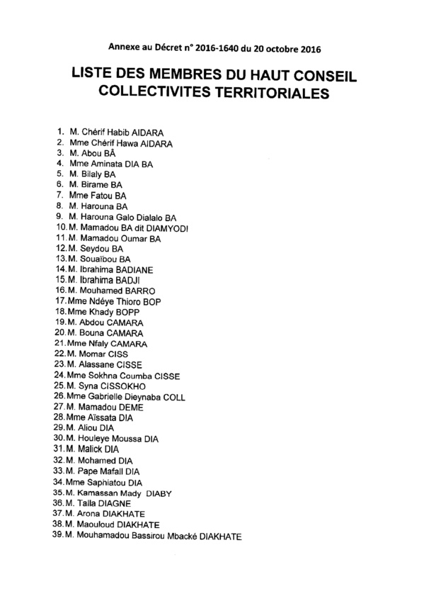EXCLUSIF: les décrets du Haut Conseil des Collectivités territoriales (HCCT) EXCLUSIF: les décrets du Haut Conseil des Collectivités territoriales (HCCT)