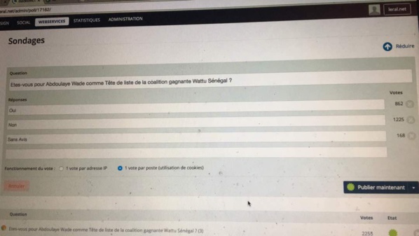 ​Législatives 2017 : Sondage sur les têtes de liste, Abdoulaye Wade perd la cote