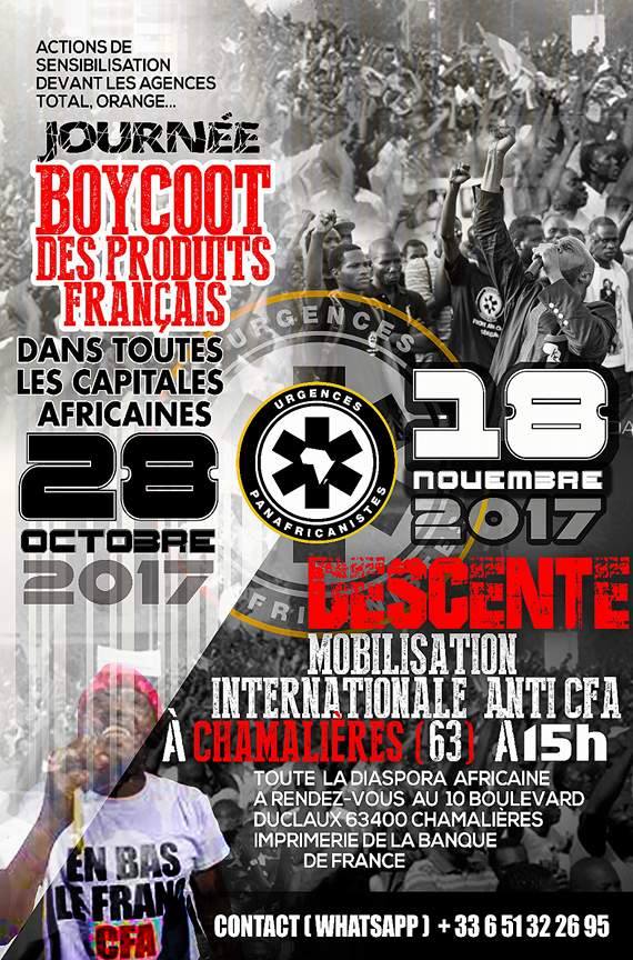 Boycott des produits français et rassemblement à Chamalières: Kémi Séba et Cie, fixent 2 dates pour la «Révolution anti-CFA» Boycott des produits français et rassemblement à Chamalières: Kémi Séba et Cie, fixent 2 dates pour la «Révolution anti-CFA»