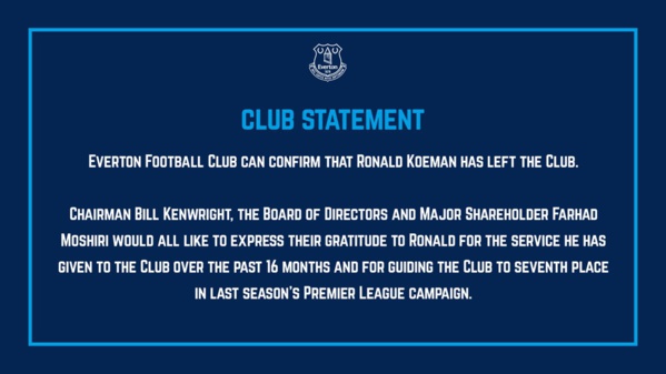 Officiel, Everton : Ronald Koeman licencié