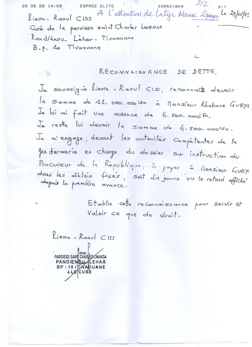 Documents Paroisse Saint Charles Lwanda De Thiadiaye L