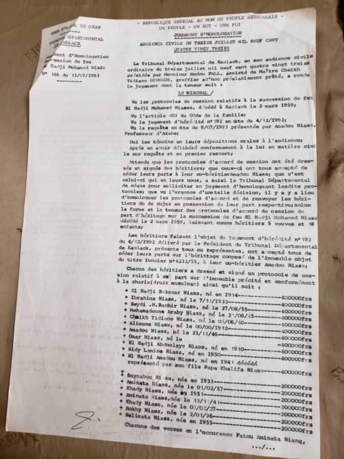 Affaire de la maison de Sidy Lamine : Les précisions de Ahmed Khalifa Niasse (documents) Affaire de la maison de Sidy Lamine : Les précisions de Ahmed Khalifa Niasse (documents)