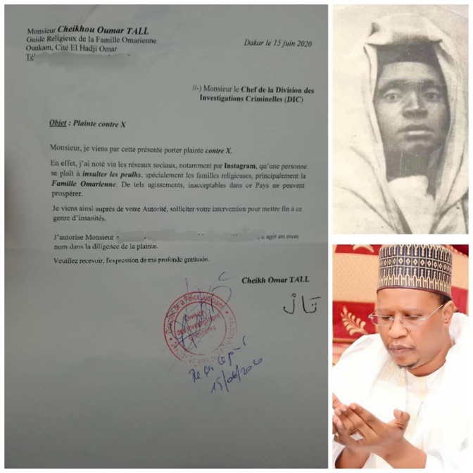 Insultes envers la famille Omarienne: Thierno Cheikhou Oumar Bachir Tall porte plainte contre X Insultes envers la famille Omarienne: Thierno Cheikhou Oumar Bachir Tall porte plainte contre X