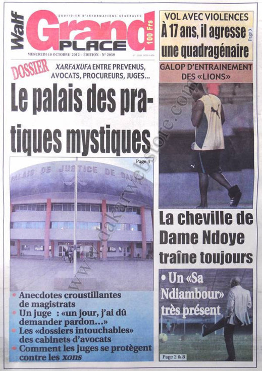 A la Une du Journal Walf Grand Place du 10 Octobre A la Une du Journal Walf Grand Place du 10 Octobre