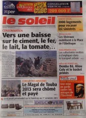 A la Une du Journal Le Soleil du vendredi 07 Décembre 2012 A la Une du Journal Le Soleil du vendredi 07 Décembre 2012