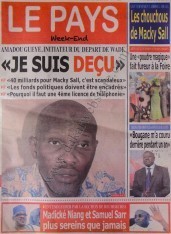 A la Une du Journal Le Pays du Samedi 08 Décembre 2012 A la Une du Journal Le Pays du Samedi 08 Décembre 2012