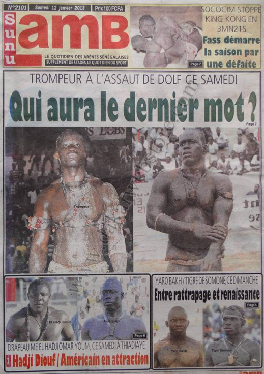 Les Unes du Journal Sunu Lamb du Samedi 12 janvier 2013 Les Unes du Journal Sunu Lamb du Samedi 12 janvier 2013