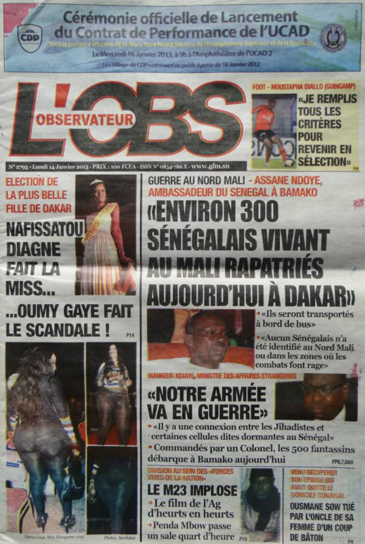 A la Une du Journal L'Observateur du Samedi 05 janvier 2013 A la Une du Journal L'Observateur du Samedi 05 janvier 2013