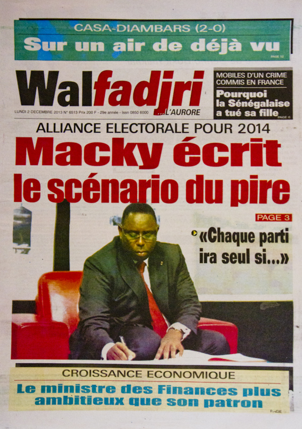 A la Une du Journal Walfadjri du lundi 02 Décembre 2013 A la Une du Journal Walfadjri du lundi 02 Décembre 2013