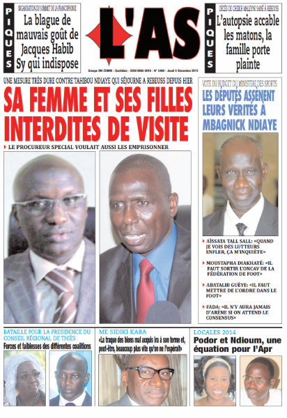 A la Une du Journal L'As du Jeudi 05 Décembre 2013 A la Une du Journal L'As du Jeudi 05 Décembre 2013