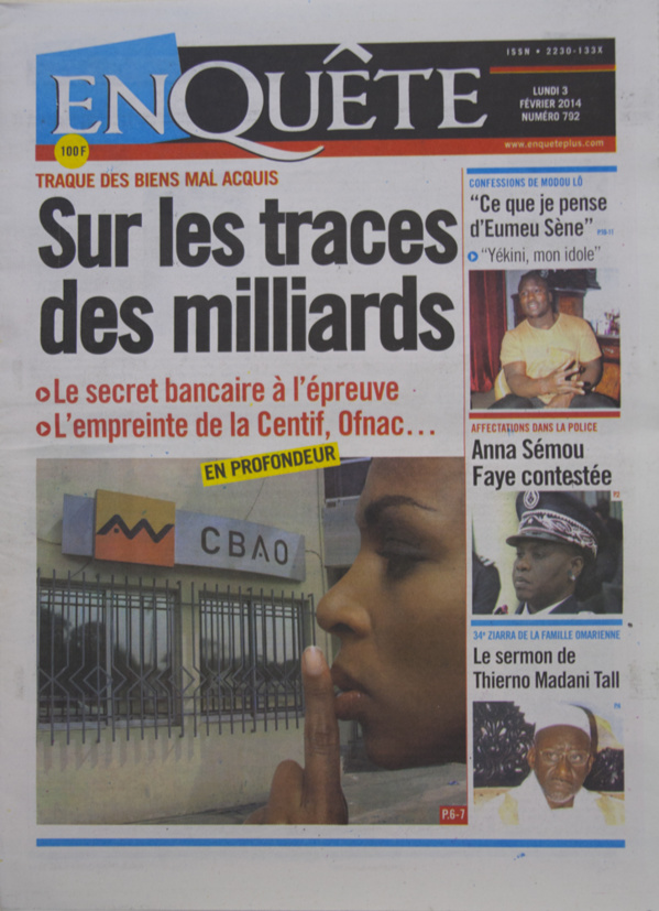 A la Une des Journaux en images du lundi 03 février 2014 A la Une des Journaux en images du lundi 03 février 2014