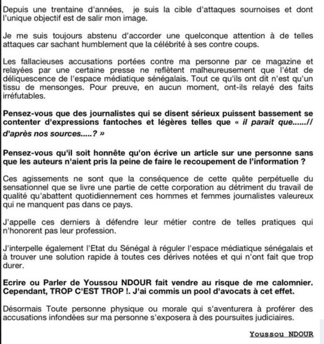Youssou Ndour rompt le silence- « TROP C’EST TROP ! » Youssou Ndour rompt le silence- « TROP C’EST TROP ! »