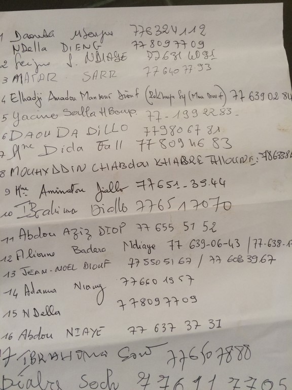 Liste des habitants Liste des habitants