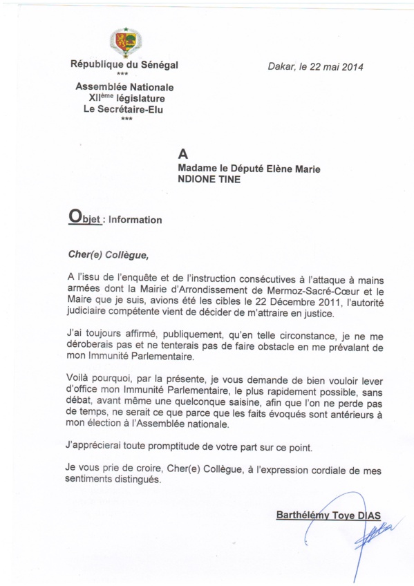 CHEIKH SECK, député, coordonnateur du sous-groupe du PS à l’Assemblée nationale déclarait : «Barthélémy Dias n’a déposé aucune demande pour la levée de son immunité parlementaire…» CHEIKH SECK, député, coordonnateur du sous-groupe du PS à l’Assemblée nationale déclarait : «Barthélémy Dias n’a déposé aucune demande pour la levée de son immunité parlementaire…»