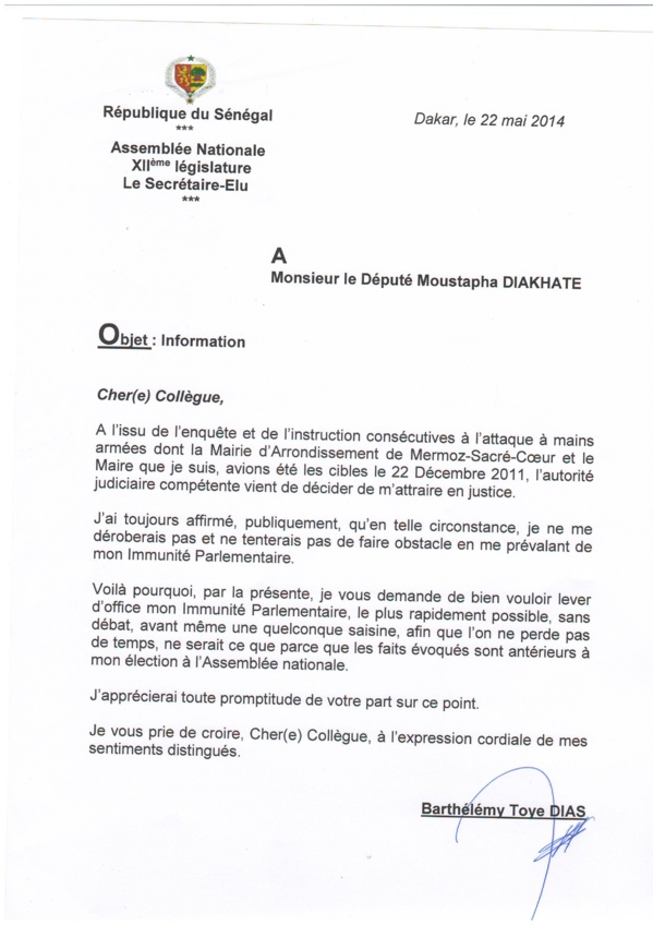 CHEIKH SECK, député, coordonnateur du sous-groupe du PS à l’Assemblée nationale déclarait : «Barthélémy Dias n’a déposé aucune demande pour la levée de son immunité parlementaire…» CHEIKH SECK, député, coordonnateur du sous-groupe du PS à l’Assemblée nationale déclarait : «Barthélémy Dias n’a déposé aucune demande pour la levée de son immunité parlementaire…»