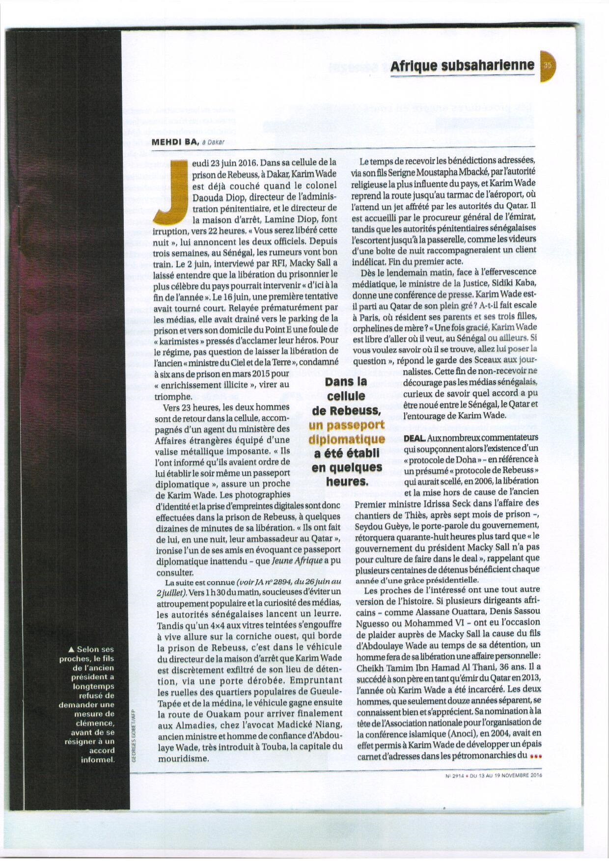 Enquête JA : L'énigme Karim Wade ou l'histoire d'une libération secrète Enquête JA : L'énigme Karim Wade ou l'histoire d'une libération secrète