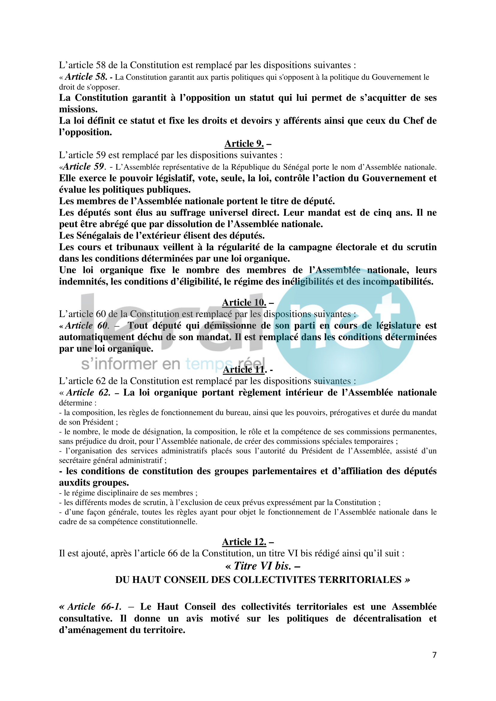 Voici le projet de révision de la constitution que va proposer Macky Sall (Documents) Voici le projet de révision de la constitution que va proposer Macky Sall (Documents)
