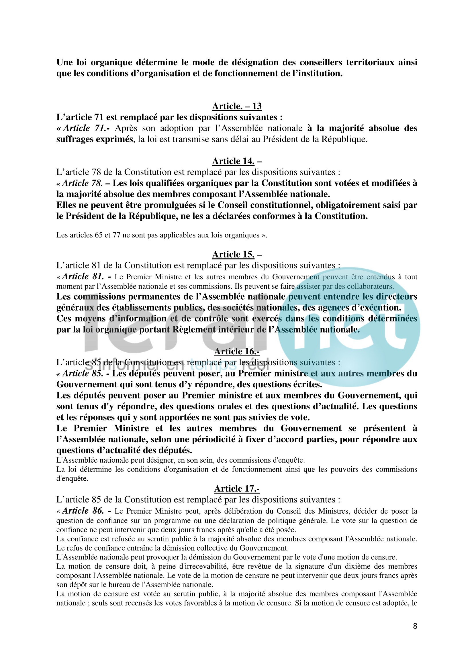 Voici le projet de révision de la constitution que va proposer Macky Sall (Documents)