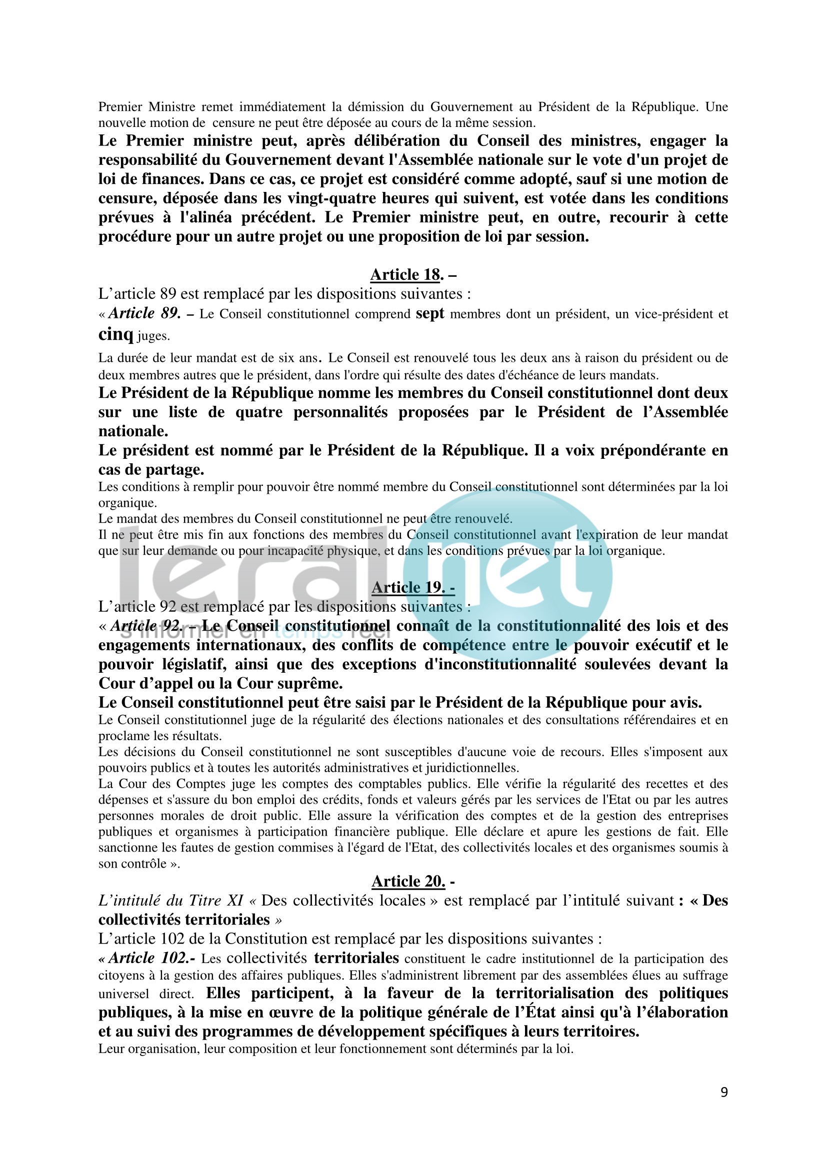 Voici le projet de révision de la constitution que va proposer Macky Sall (Documents) Voici le projet de révision de la constitution que va proposer Macky Sall (Documents)