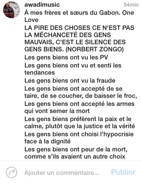 Présidentielle au Gabon:  Didier Awadi avertit