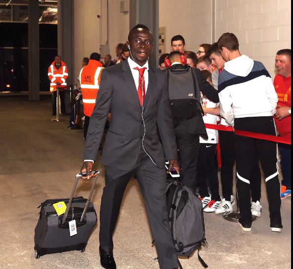 Photo : Arrivée de Sadio Mané au Stade Anfield pour le match entre Liverpool contre Leicester City