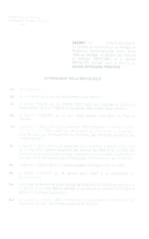 Le décret non numéroté signé par le Président Abdoulaye Wade et contresigné par Souleymane Ndéné Niaye, alors Premier ministre.