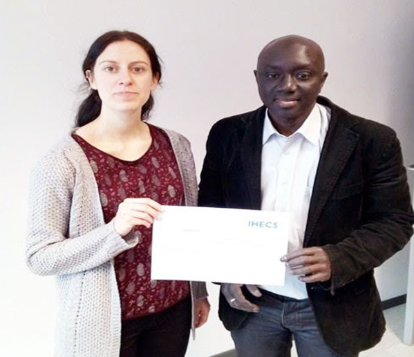 Jamil Thiam avec Delphine Reuter, Coordinatrice des formations en journalisme IHECS