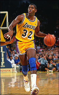Magic Johnson,joueur des Los Angeles Lakers, membre de la "Dream Team" des USA