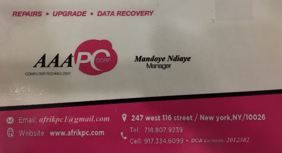 Mandoye Ndiaye, Manager Afrik-PC computer technology New York