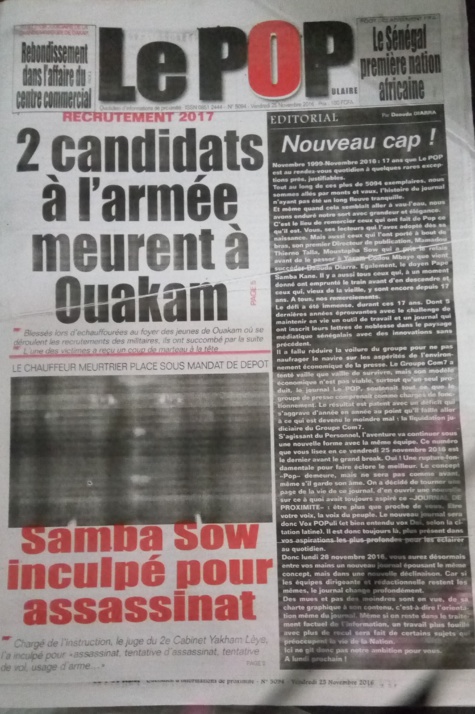 Dernière Une du Populaire,  après quinze années de parution 
