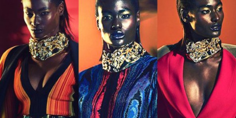 Défilé Balmain, avec la top sénégalaise Amy Faye. © DR/montage JA