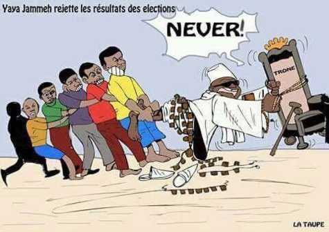 Yahya Jammeh, en mode caricature, il s'accroche sur la chaise présidentielle!!!
