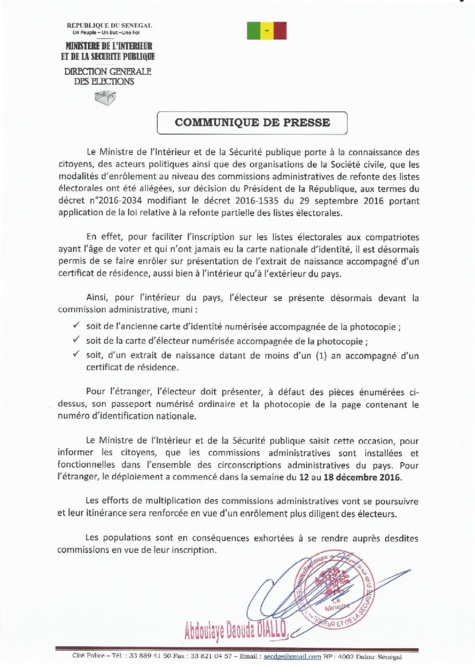 Facilitation des inscriptions sur les listes électorales : les précisions du ministère de l'Intérieur (communiqué)