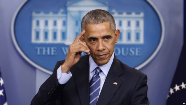 Le président Barack Obama lors d'une conférence de presse à la Maison Blanche à Washington, le 16 décembre 2016 Le président Barack Obama lors d'une conférence de presse à la Maison Blanche à Washington, le 16 décembre 2016