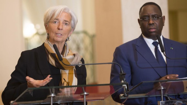 Christine Lagarde, la directrice générale du Fonds monétaire international en compagnie de Macky sall, le président de la république du Sénégal.