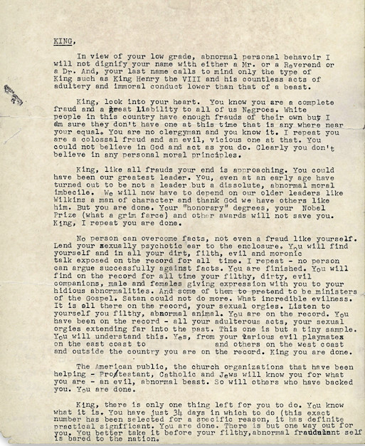 La mystérieuse lettre haineuse du FBI à Martin Luther King avant son assassinat