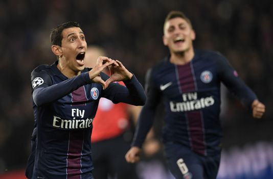 Pour son anniversaire, Angel Di Maria a inscrit un doublé face au FC Barcelone. QU’il a célébré à sa manière habituelle. CHRISTOPHE SIMON / AFP
