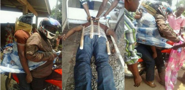 Photos: Incroyable, on transporte des cadavres à moto au Congo