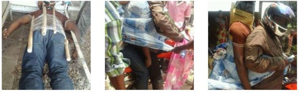 Photos: Incroyable, on transporte des cadavres à moto au Congo