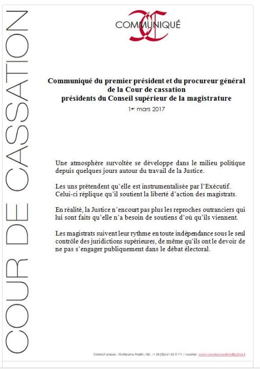 La réponse cinglante de la Cour de cassation à Fillon, Le Pen et Hollande