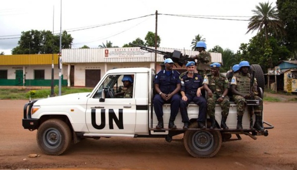 Des casques bleus de l'ONU en mission en Centrafrique