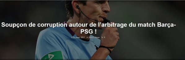 Soupçons de corruption autour de l’arbitrage du match Barça-PSG !