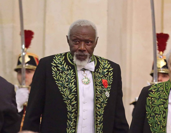 Ousmane Sow lors de la cérémonie de son entrée à l'académie des beau arts à Paris le 11 décembre 2013.