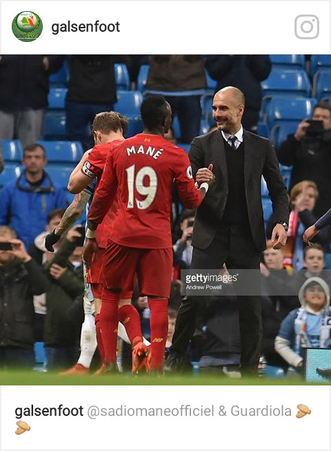 Pep Guardiola à Sadio mané à le match City/Liverpool: "Super"