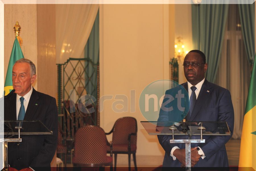 Photos: Point de presse de son S.E M Macky Sall, président de la République du Sénégal et son homologue, le Président portugais, Marcelo Nuno Duarte Robelo de Sousa.