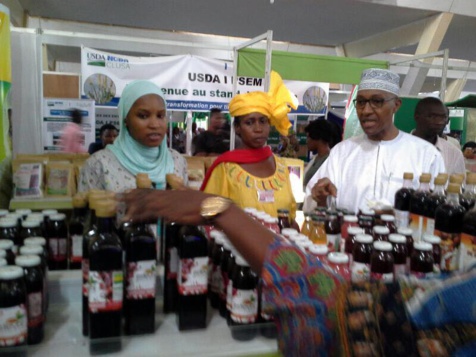 Photos: Abdoul Mbaye laboure "dans la FIARA" avec les femmes transformatrices et travailleuses